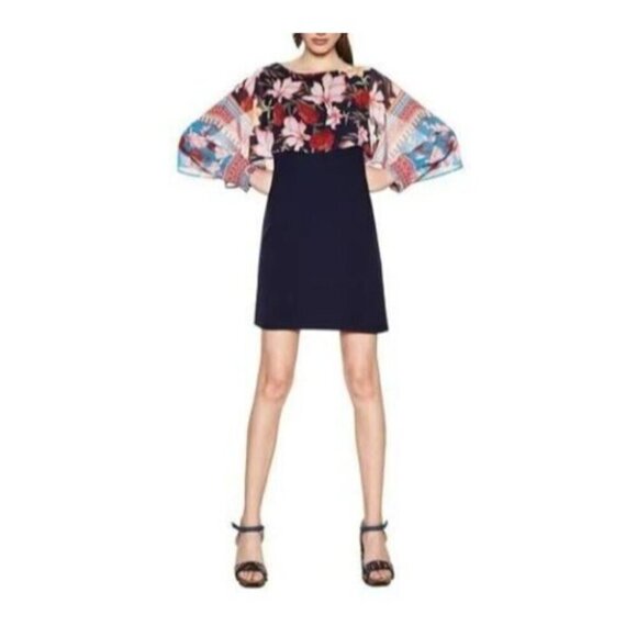 Desigual Olivia Dress Womens 6 Floral Long Open Flowy Sleeves Feminine Romantic - Picture 1 of 9